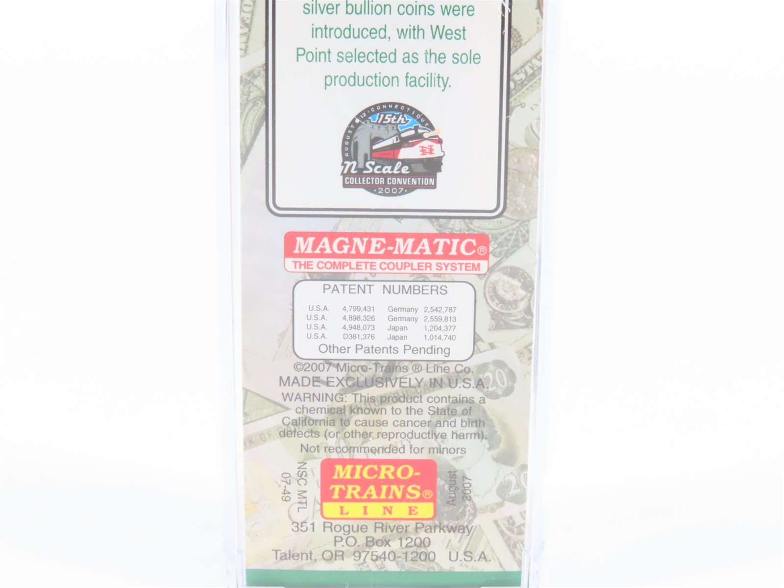 N Micro-Trains MTL NSC 07-49 WPNY West Point Mint Boxcar w/Shredded Currency