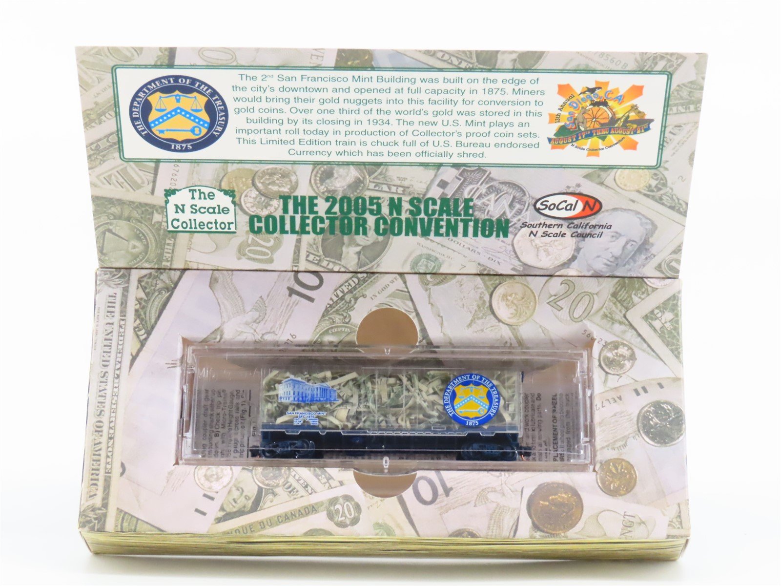 N Micro-Trains MTL NSC 05-69 SFC San Francisco Mint Boxcar w/Shredded Currency