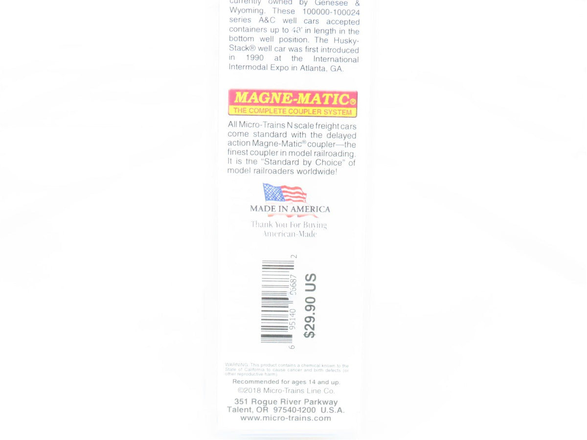 N Scale Micro-Trains MTL 13500122 ARZC Arizona &amp; California 70&#39; Well Car #100008