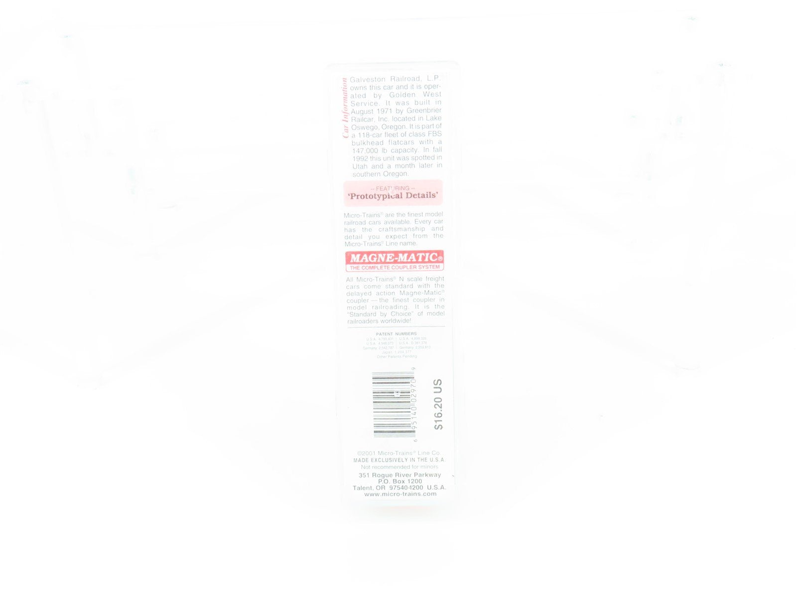 N Scale Micro-Trains MTL 54080 GVSR Golden West Service 61' 8