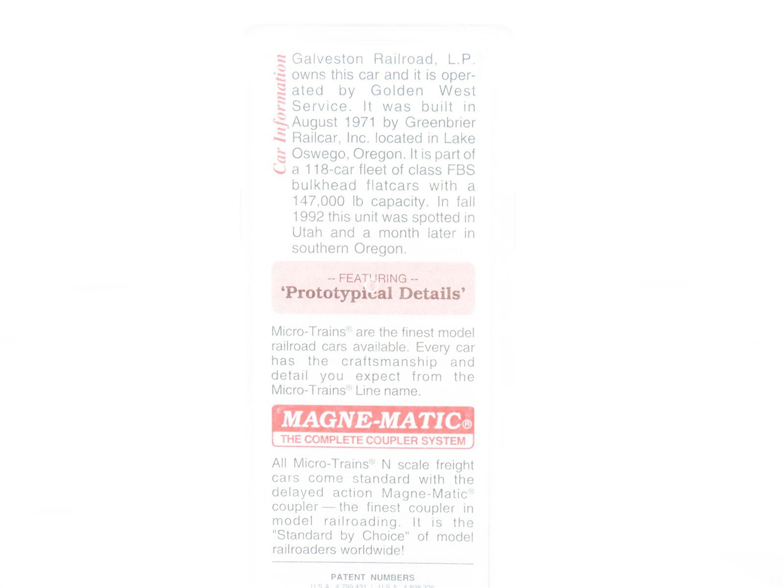 N Scale Micro-Trains MTL 54080 GVSR Golden West Service 61' 8