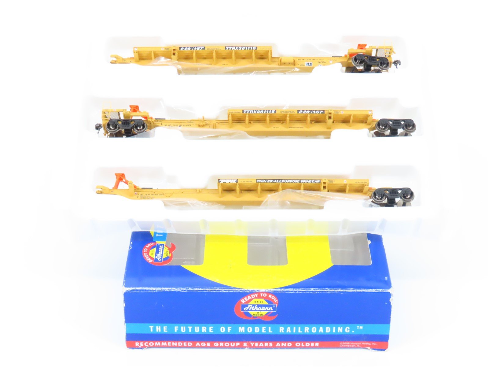 HO Athearn 28904 TTRX 3-Unit Trailer Train 57' All Purpose Spine Cars #361115