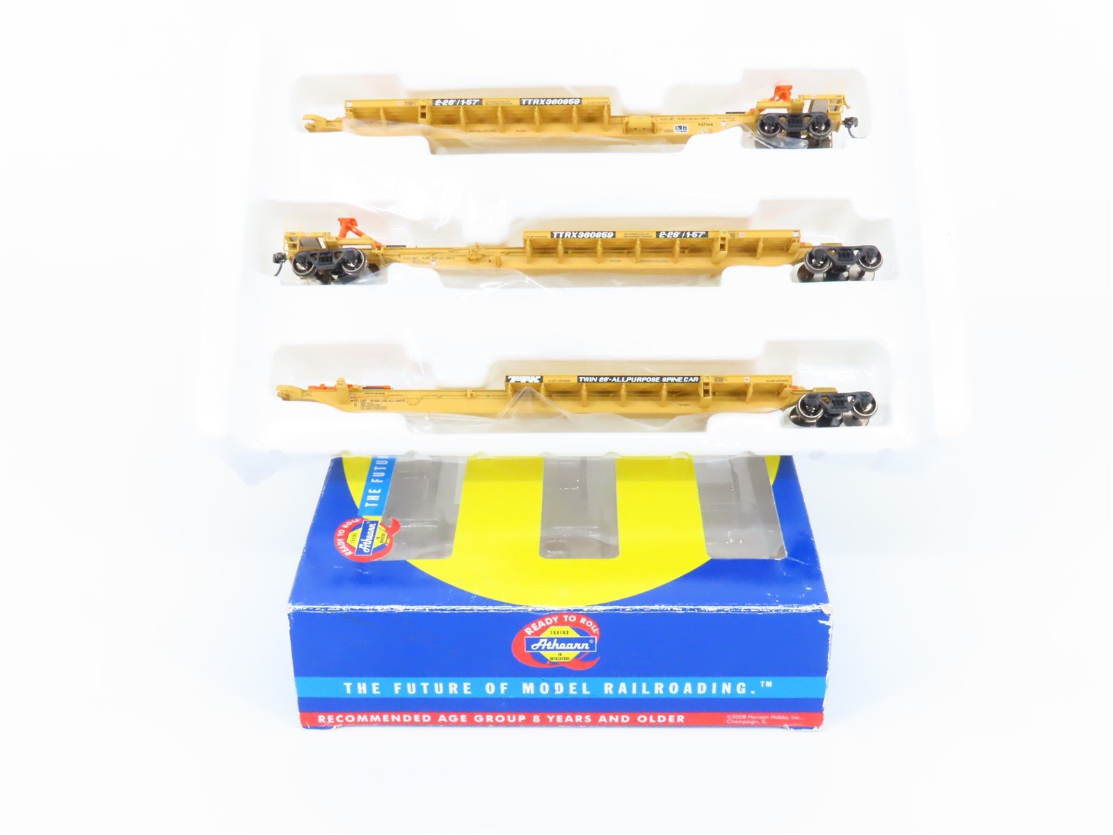 HO Athearn 28901 TTRX 3-Unit Trailer Train 57' All Purpose Spine Cars #360859