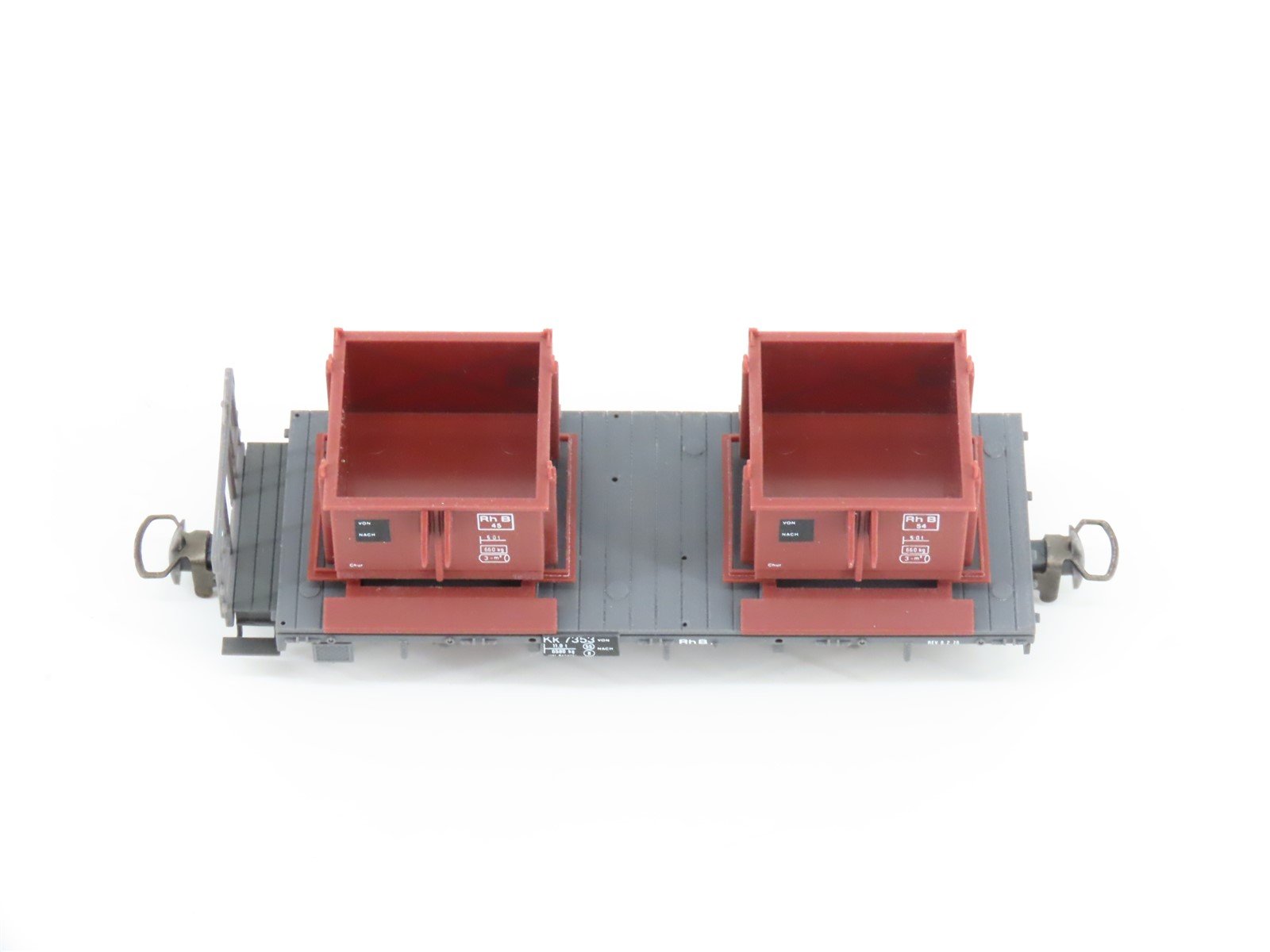 HOm Scale BEMO 7450100 RhB Rhaetian Railway Flat Cars w/ Containers 4-Unit Set