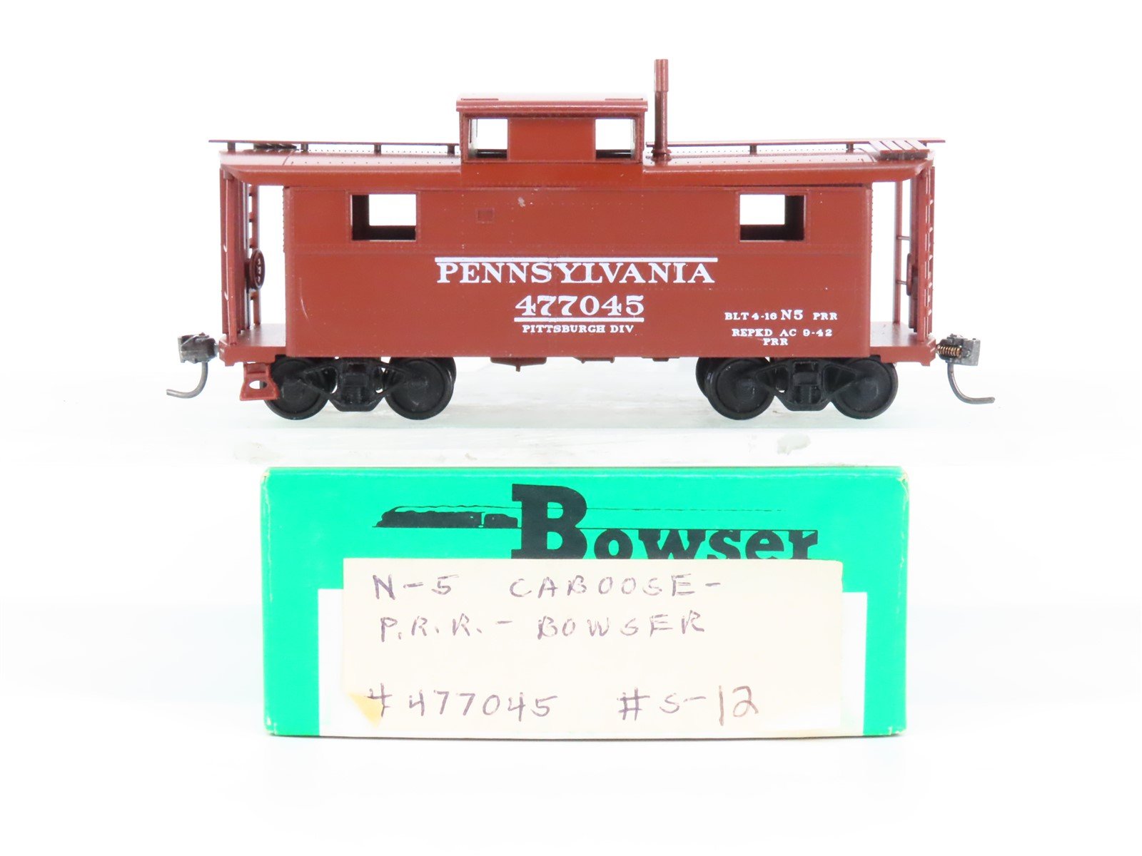 HO Scale Bowser PRR Pennsylvania N5 Center Cupola Steel Caboose #477045