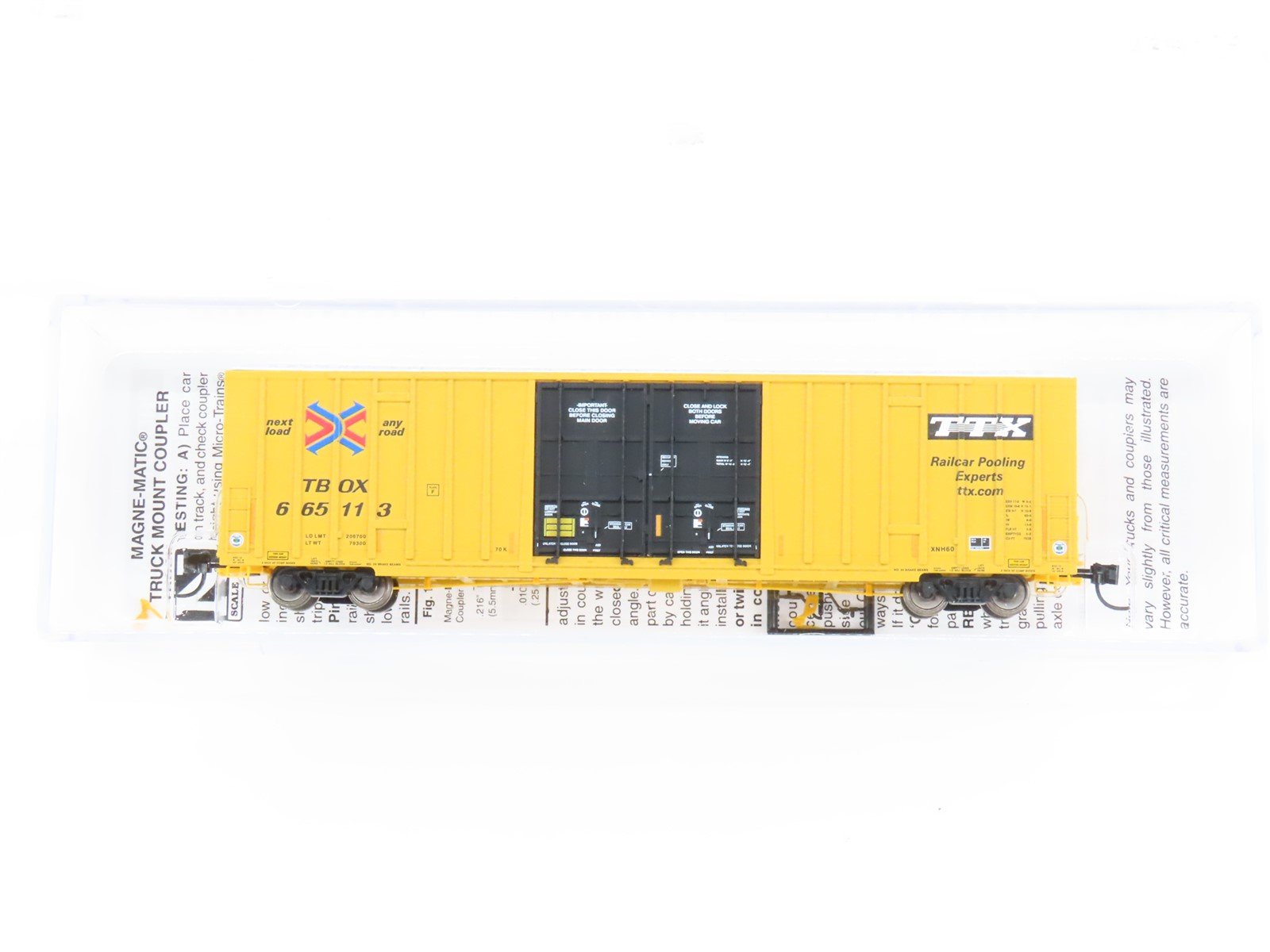 N Scale Micro-Trains MTL 12351011 TBOX TTX 60' Double Plug Door Box Car #665113