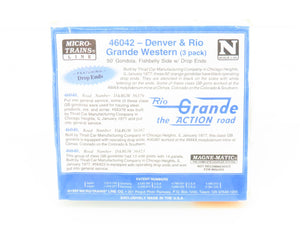 N Scale Micro-Trains MTL 46042 D&RGW Rio Grande 50' Gondola 3-Pack Sealed