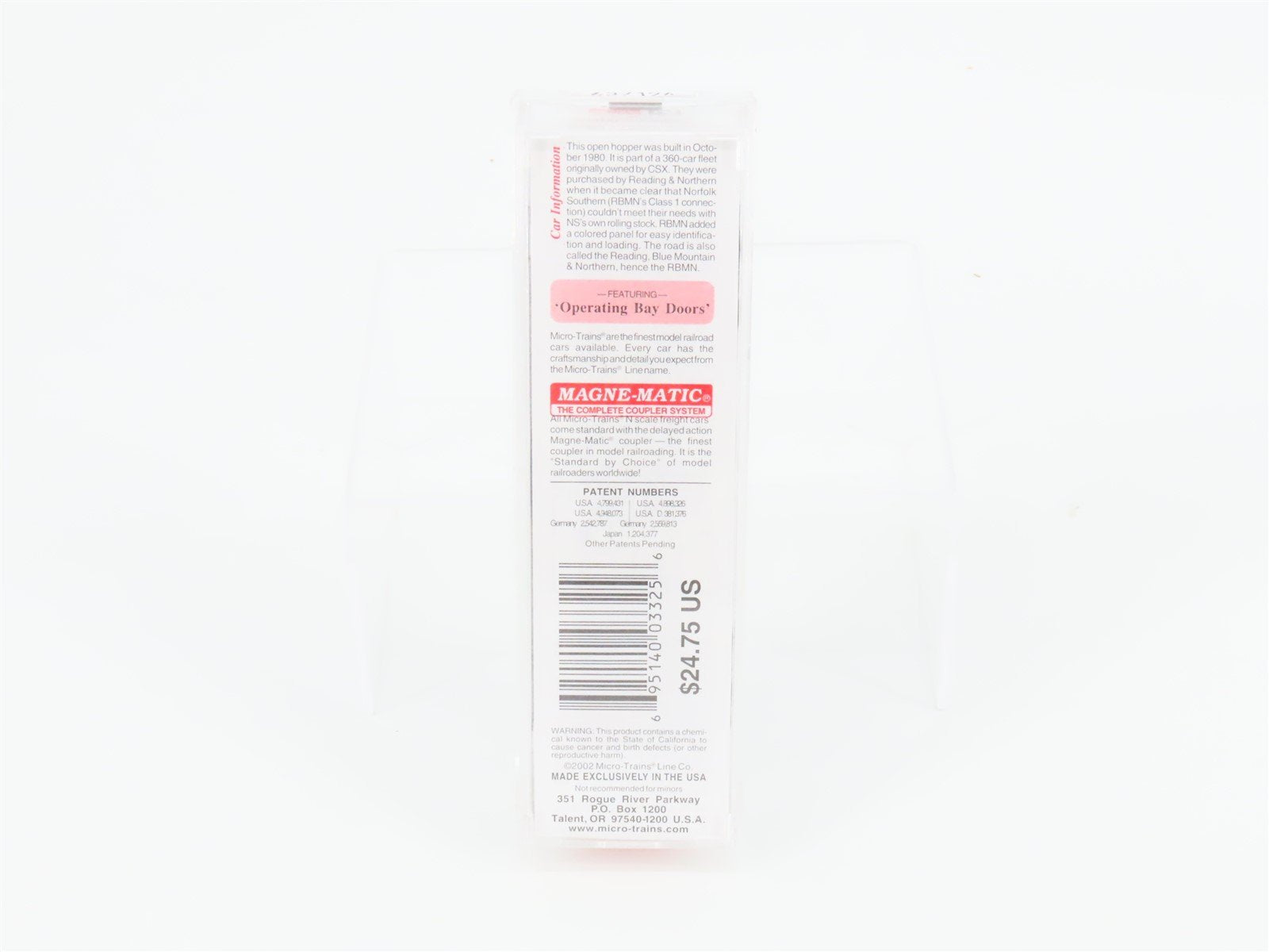 N Scale Micro-Trains MTL 108090 RBMN Reading & Northern 3-Bay Open Hopper #7410