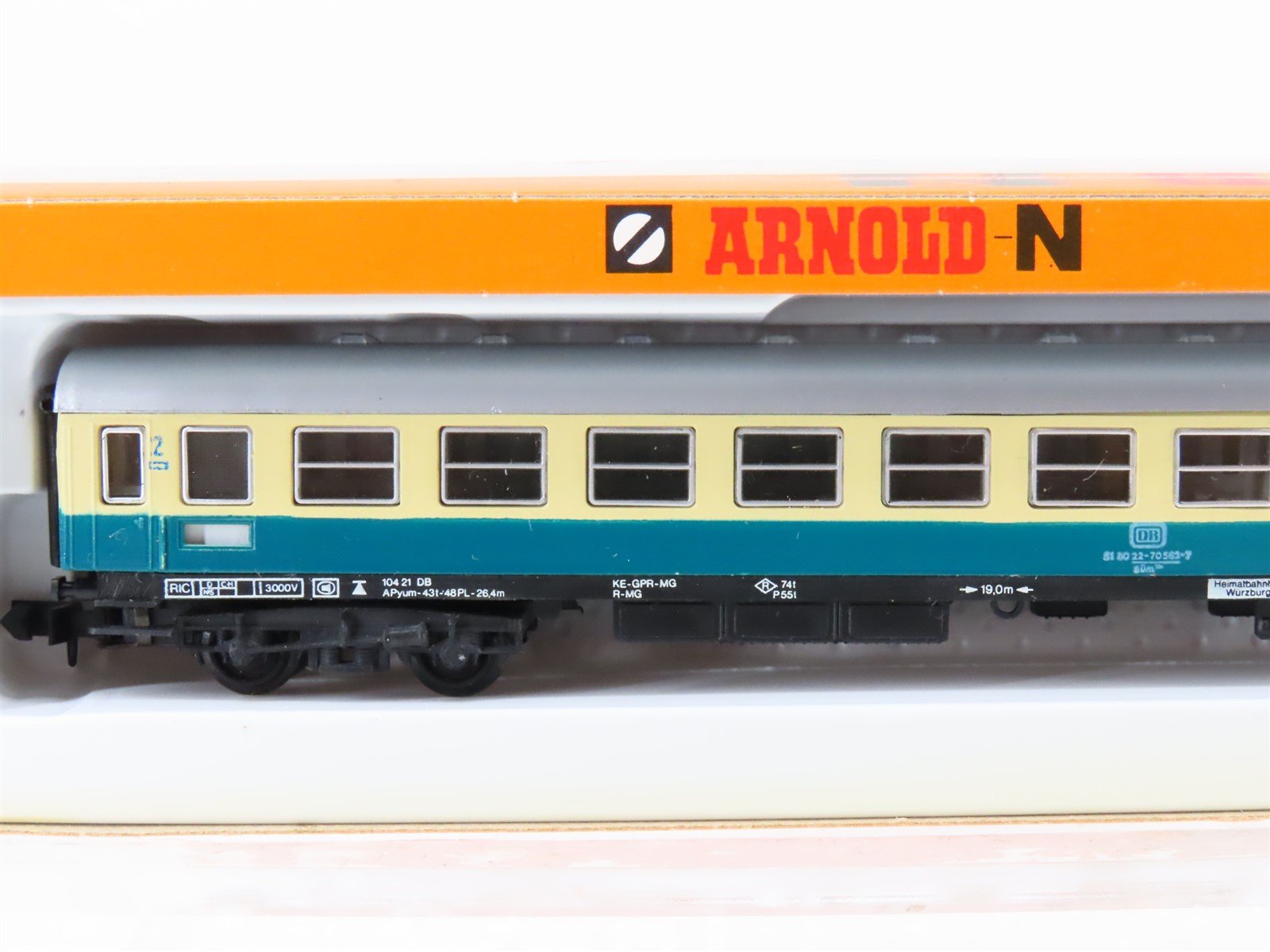 N Arnold 3202 DB Deutsche Bahn 2nd Class Corridor Coach Passenger Car #563-7