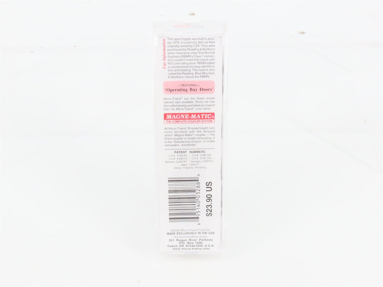 N Scale Micro-Trains MTL 108080 RBMN Reading & Northern 3-Bay Open Hopper #7286