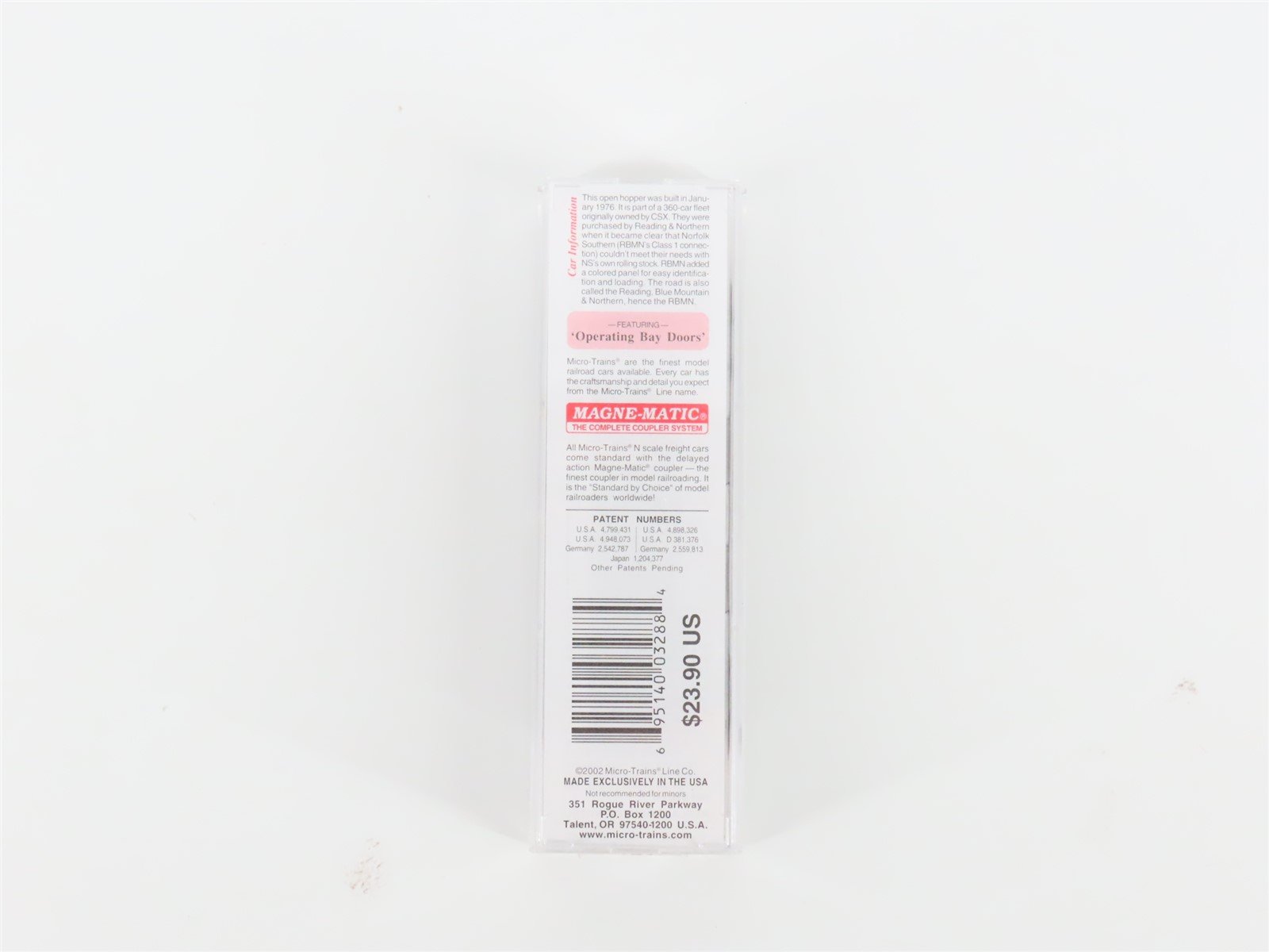 N Scale Micro-Trains MTL 108080 RBMN Reading & Northern 3-Bay Open Hopper #7286