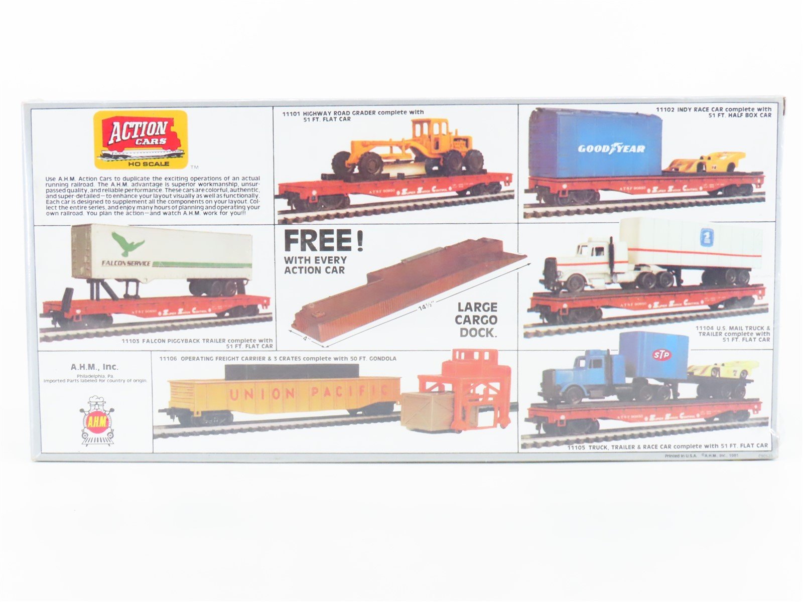 HO Scale AHM 11102 ATSF Santa Fe Flatcar & Half Boxcar #90850 w/Indy Car SEALED