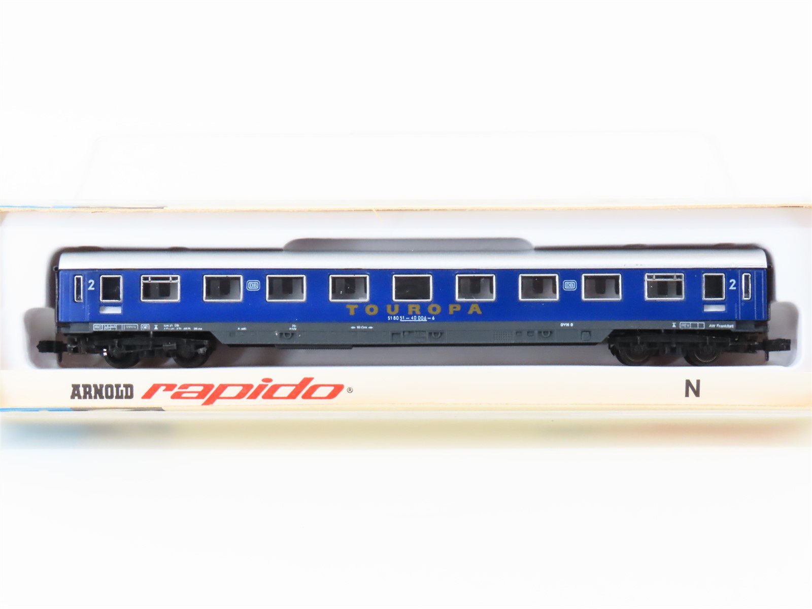 N Arnold 0326 DB "Touropa" 2nd Class Corridor Coach Passenger #006-6 w/ Lighting