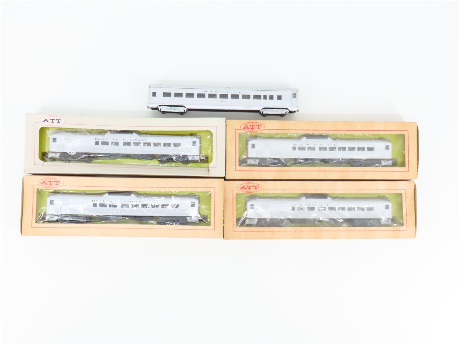 LOT of 5 HO Scale ATT RDG/ATSF Reading/Santa Fe RDC Passenger Cars