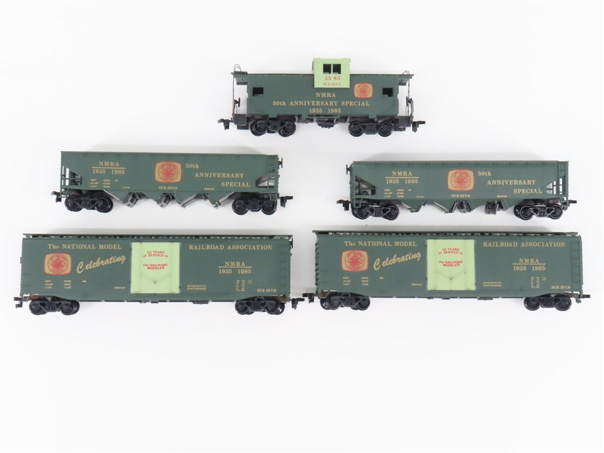 LOT of 5 HO Scale NMRA 50th Anniversary Special Hopper, Caboose &amp; Boxcars