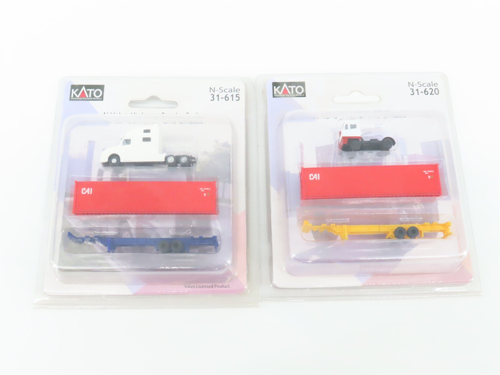 LOT of 2 N 1/160 Scale KATO Tractor-Trailers w/ 40' Containers & Chassis