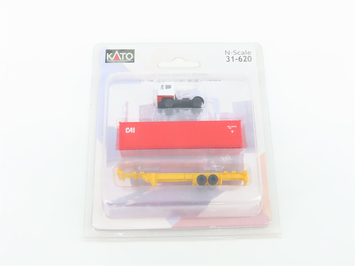 LOT of 2 N 1/160 Scale KATO Tractor-Trailers w/ 40&#39; Containers &amp; Chassis