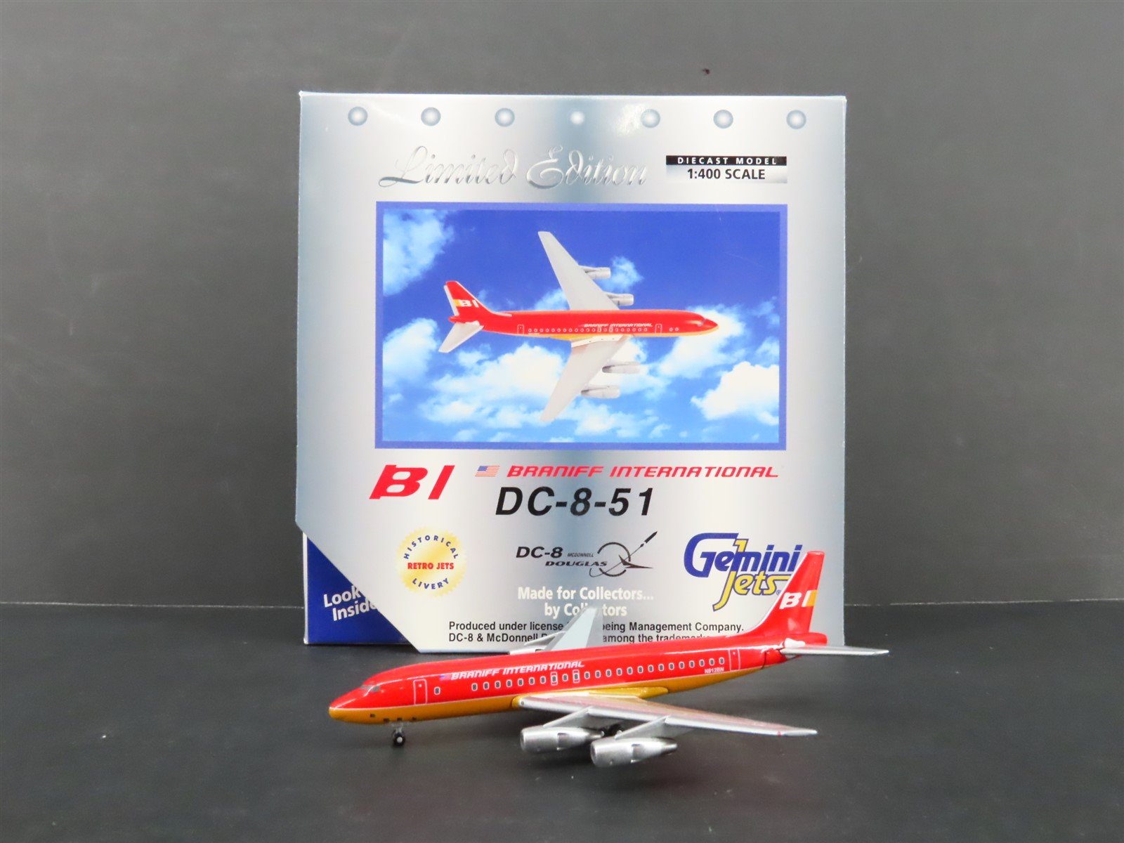 1:400 Gemini Jets GJBNF287 Diecast Braniff International Douglas DC-8-51 N812BN