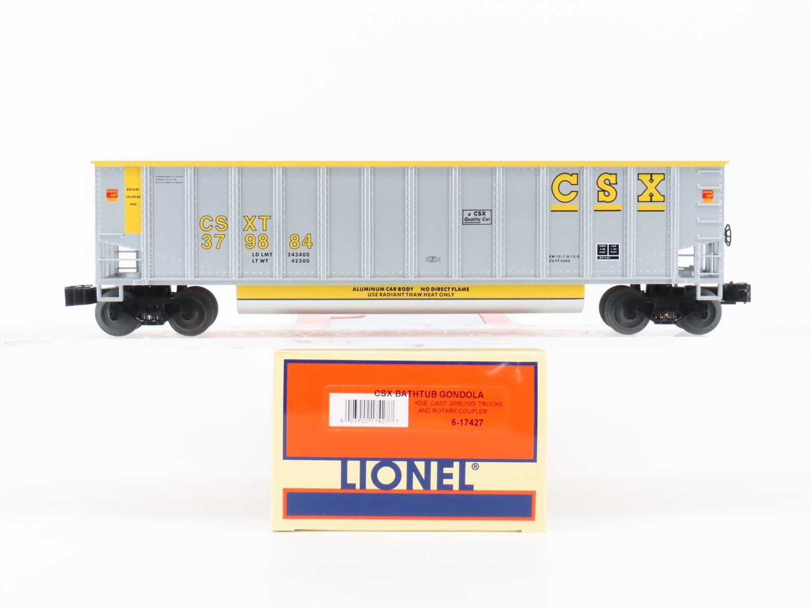 O Gauge 3-Rail Lionel 6-17427 CSX Transportation Bathtub Gondola #379884