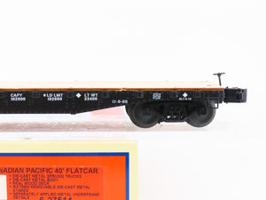 O Gauge 3-Rail Lionel 6-27514 CP Canadian Pacific 40' Flat Car #307401