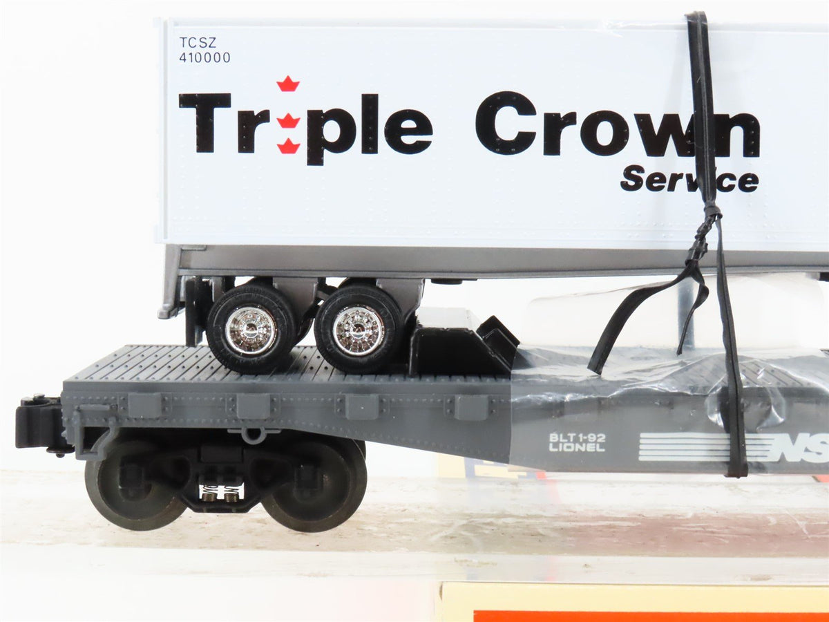 O 3-Rail Lionel 6-17503 NS Norfolk Southern 40&#39; Flat Car w/ Triple Crown Trailer