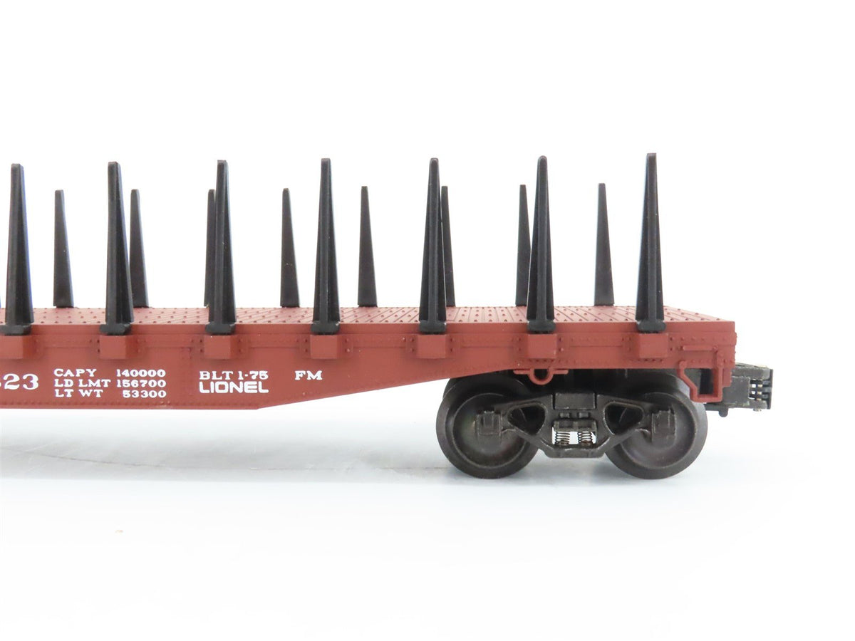 O Gauge 3-Rail Lionel ATSF Santa Fe Railroad Flat Car #9823 w/ Stakes &amp; Load
