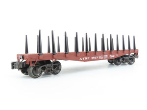 O Gauge 3-Rail Lionel ATSF Santa Fe Railroad Flat Car #9823 w/ Stakes & Load