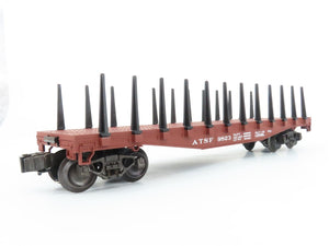 O Gauge 3-Rail Lionel ATSF Santa Fe Railroad Flat Car #9823 w/ Stakes & Load
