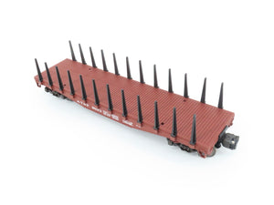 O Gauge 3-Rail Lionel ATSF Santa Fe Railroad Flat Car #9823 w/ Stakes & Load
