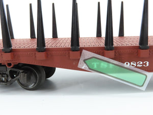 O Gauge 3-Rail Lionel ATSF Santa Fe Railroad Flat Car #9823 w/ Stakes & Load