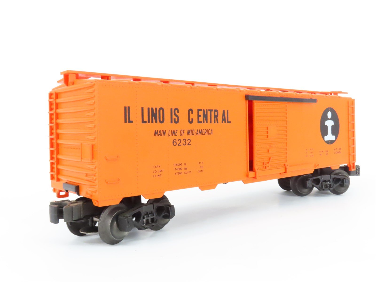 O Gauge 3-Rail Lionel IC Illinois Central Railroad Single Door Box Car #6232