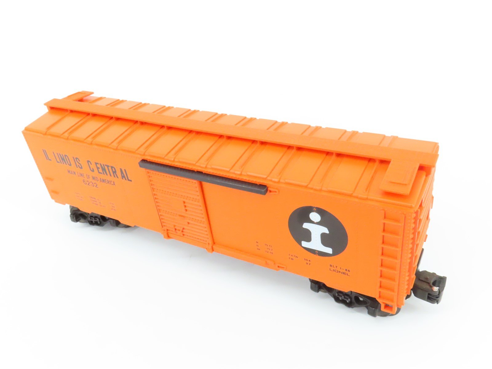 O Gauge 3-Rail Lionel IC Illinois Central Railroad Single Door Box Car #6232