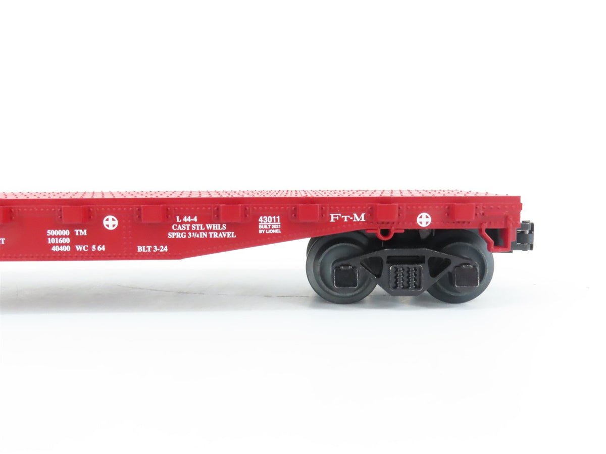 O Gauge 3-Rail Lionel 2143011 ATSF Santa Fe Flat Car #90410 w/ Stakes &amp; Beams