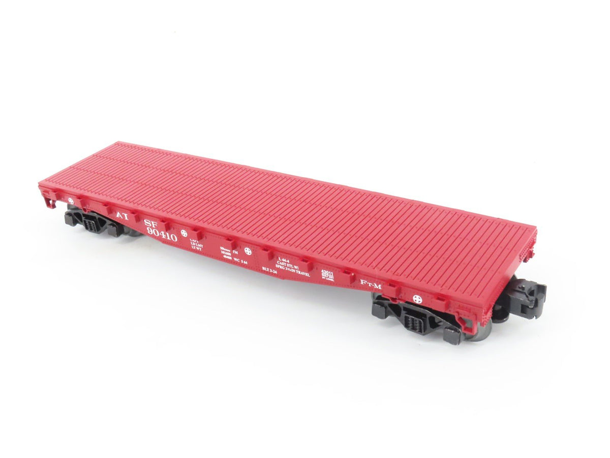 O Gauge 3-Rail Lionel 2143011 ATSF Santa Fe Flat Car #90410 w/ Stakes &amp; Beams