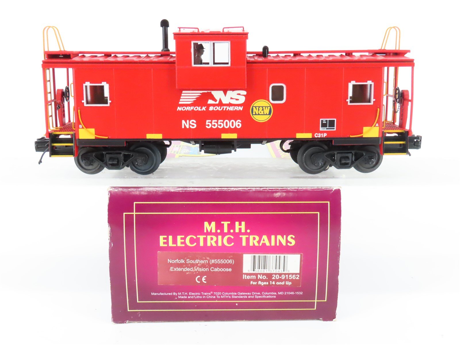O Gauge 3-Rail MTH 20-91562 NS Norfolk Southern Extended Vision Caboose #555006