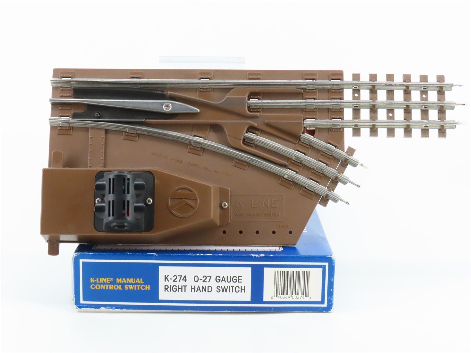 O Gauge 3-Rail K-Line K-274 Right Hand Manual Control Switch Track