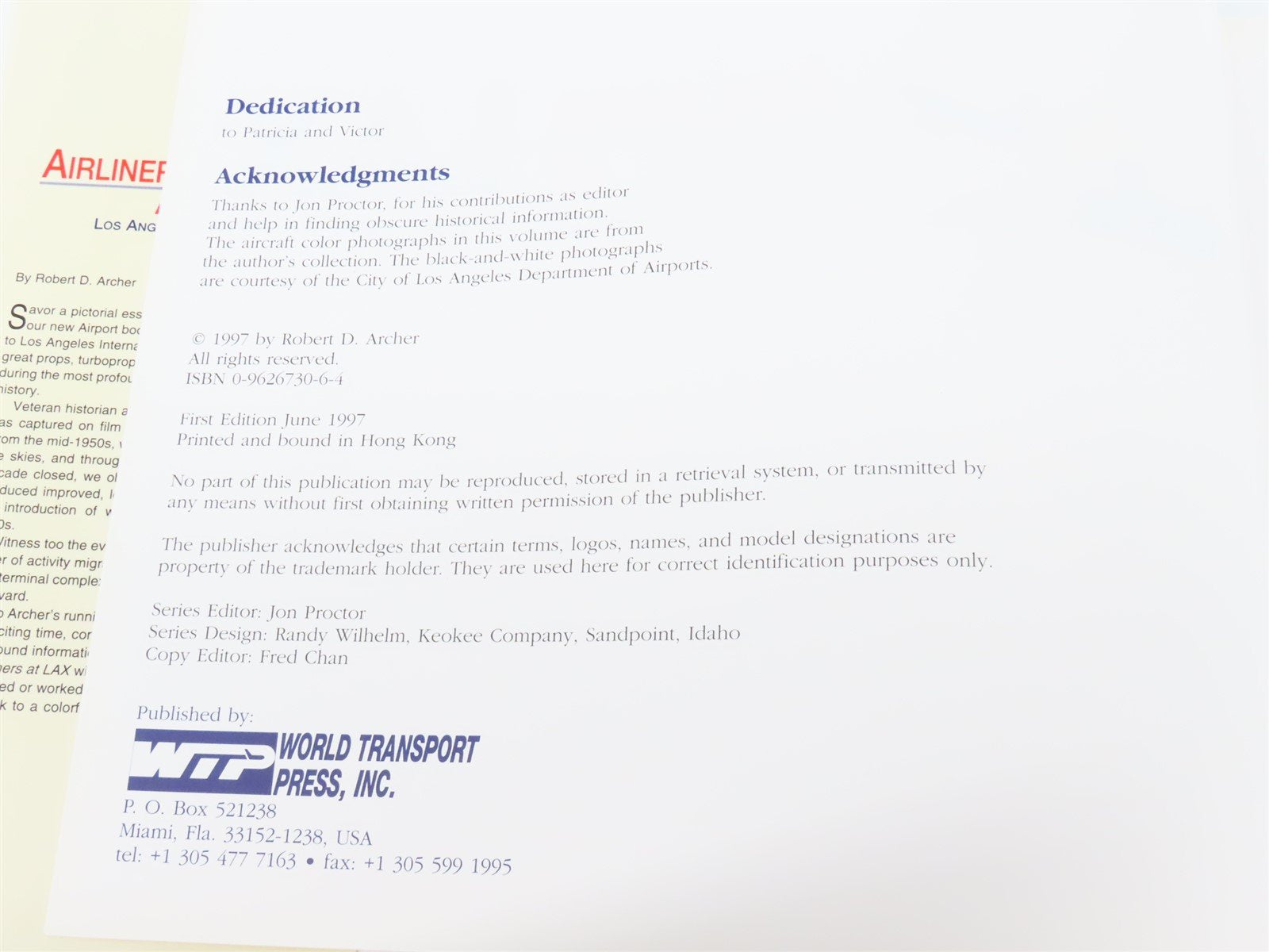 Airliners at LAX 1956-1976 by Robert D. Archer ©1997 HC Book