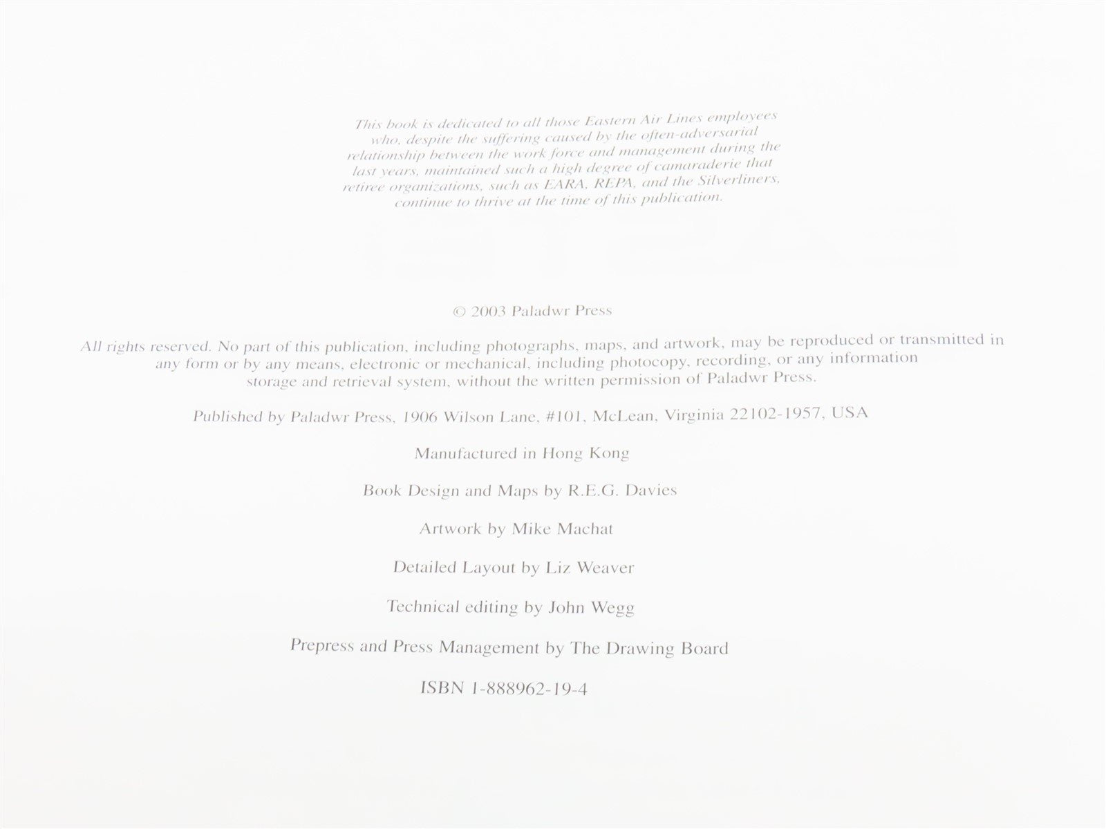 Eastern: An Airline and Its Aircraft by R.E.G. Davies ©2003 HC Book