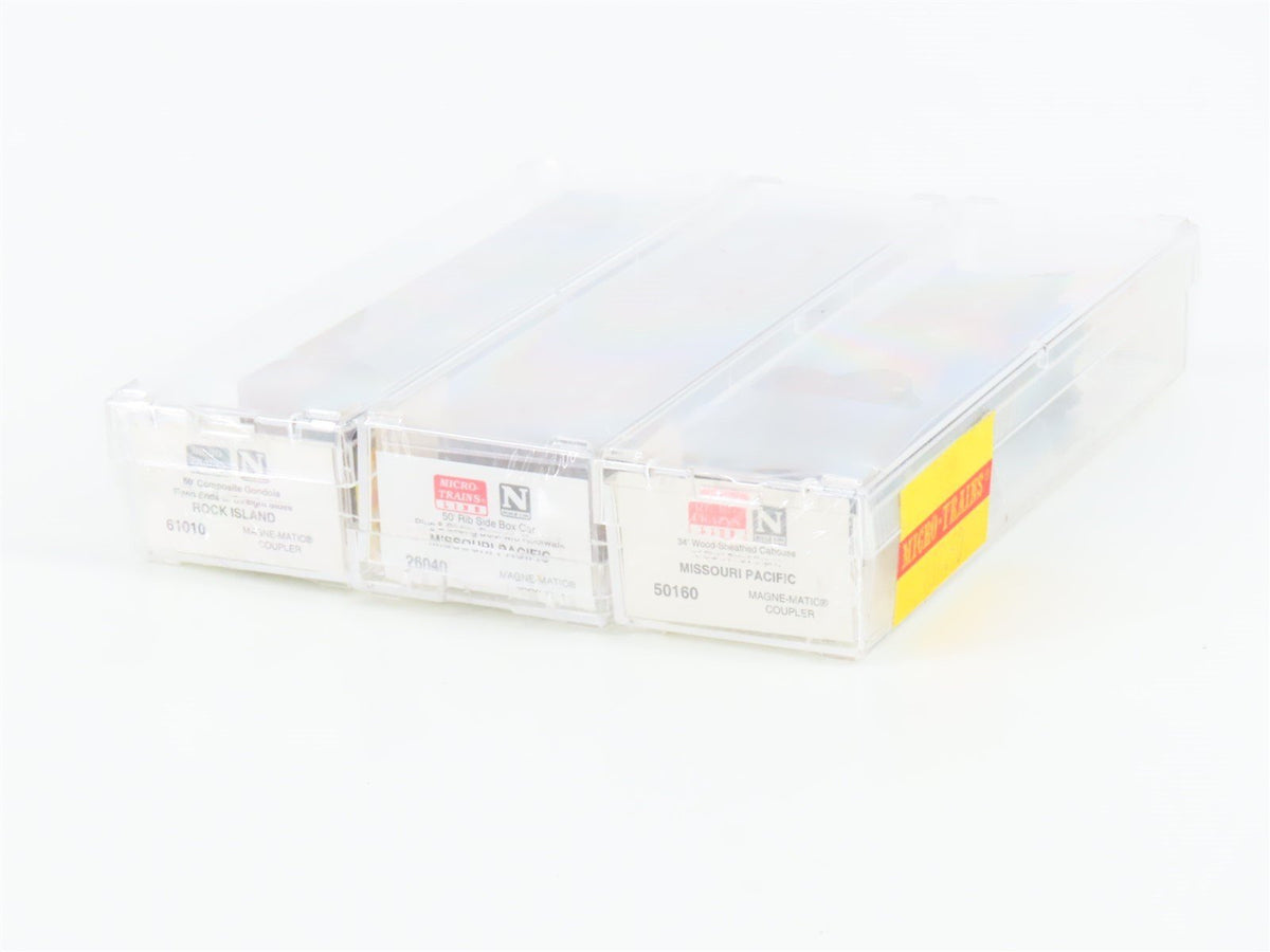N Scale Micro-Trains MTL 19897 RI/MP Gondola, Box Car, &amp; Caboose 3-Pack Sealed