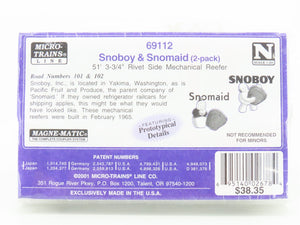 N Scale Micro-Trains MTL 69112 Snoboy & Snomaid Mechanical Reefer 2-Pack Sealed