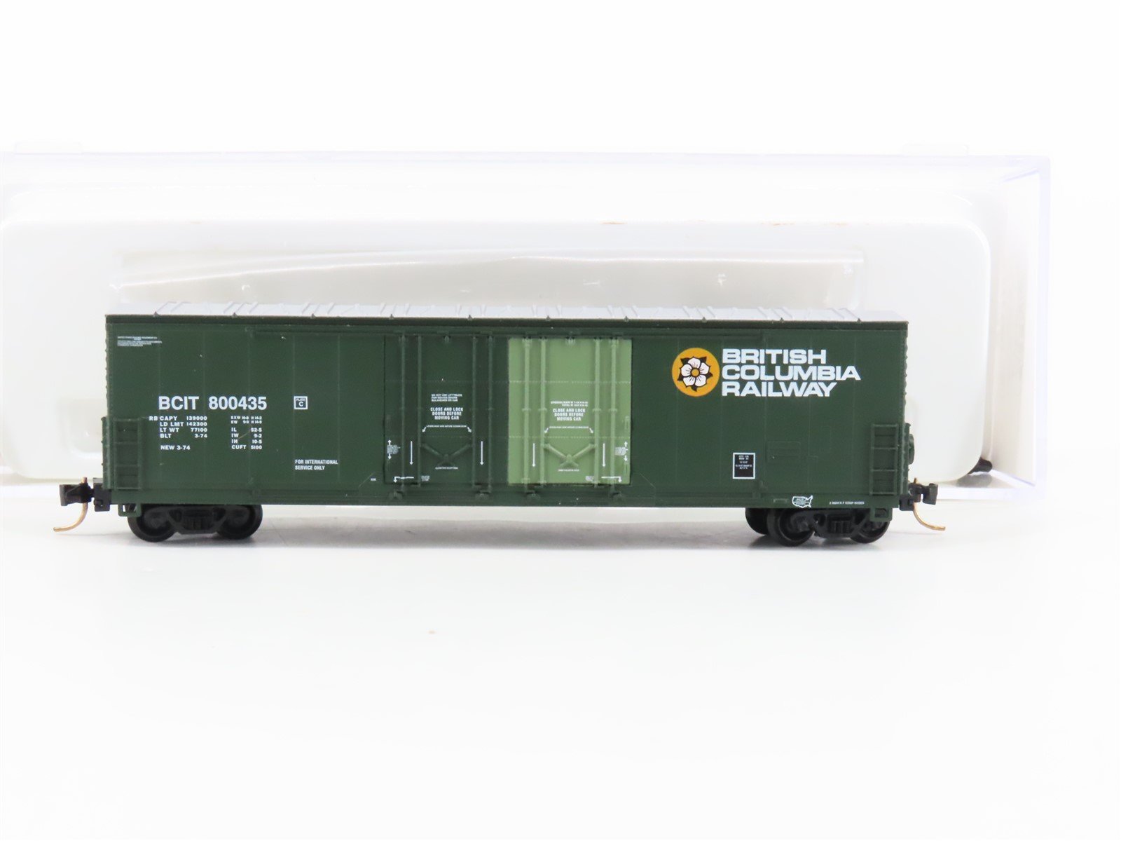N Atlas 31001 BCIT British Columbia Railway Double Plug Door Box Car #800435