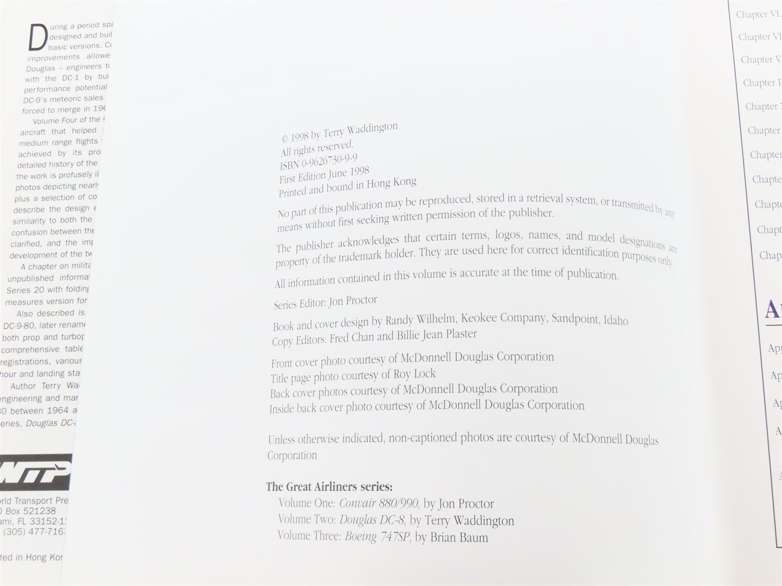 McDonnell Douglas DC-9 Great Airliners Series V 4 by Terry Waddington ©1998 HC