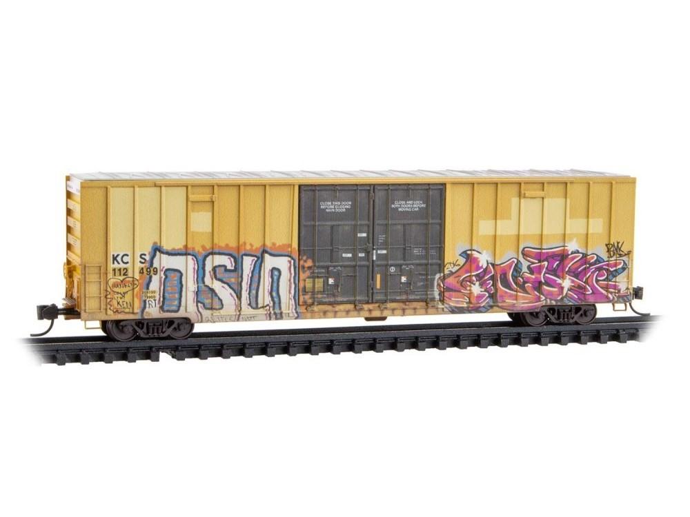 N Micro-Trains MTL 12344150 KCS/ex-TTX 60&#39; Hi-Cube Box Car #112499 w/ Graffiti
