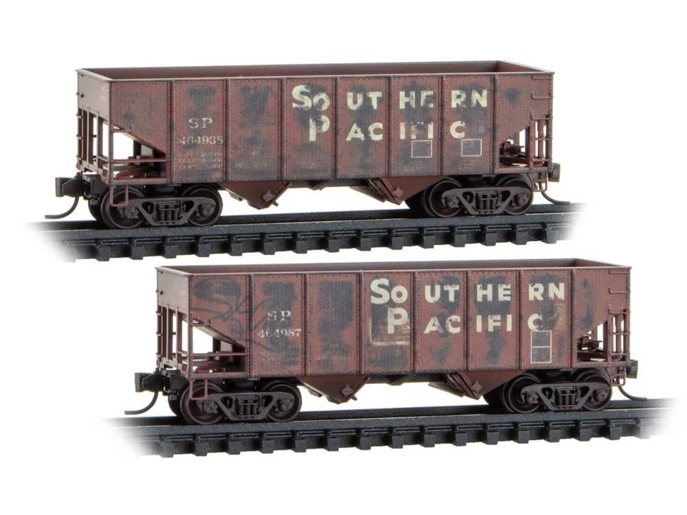N Micro-Trains MTL 98305094 SP Southern Pacific 2-Bay Hoppers 2-Pack w/ Graffiti