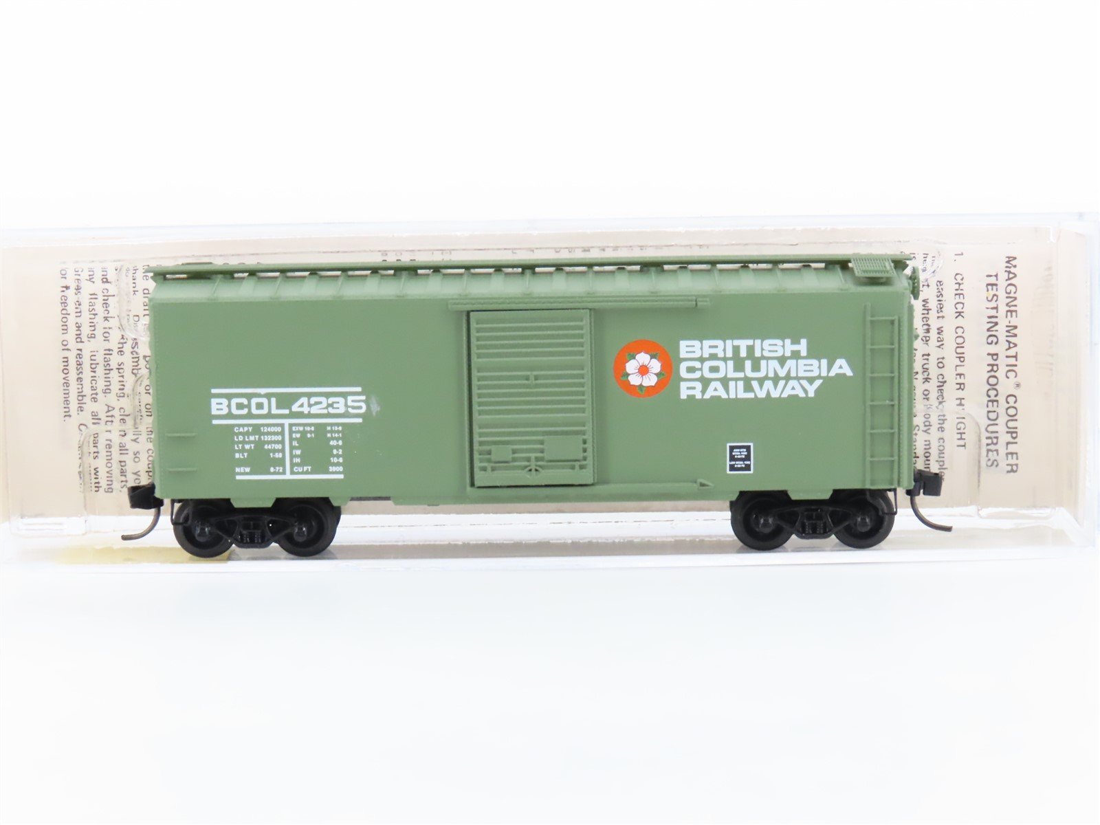 N Scale Kadee Micro-Trains MTL 20580 BCOL Railway 40' Box Car Custom Road #4235