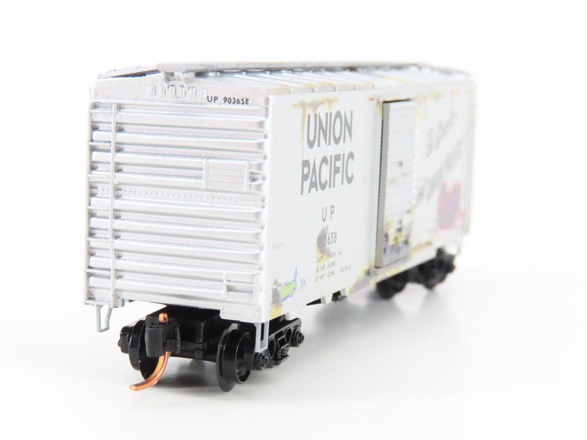 N Micro-Trains MTL 02044756 UP Union Pacific 40&#39; Box Car #903658 w/ Graffiti