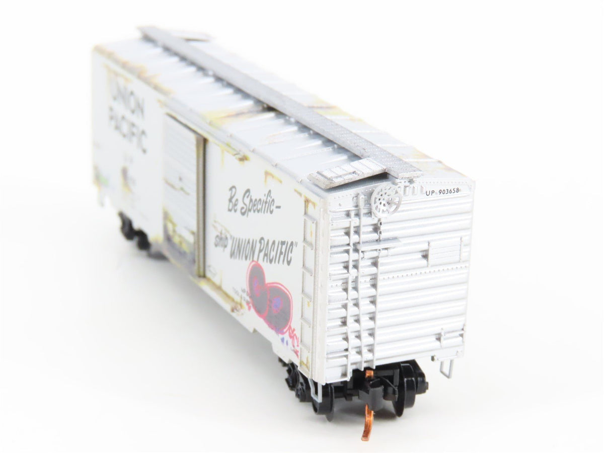 N Micro-Trains MTL 02044756 UP Union Pacific 40&#39; Box Car #903658 w/ Graffiti