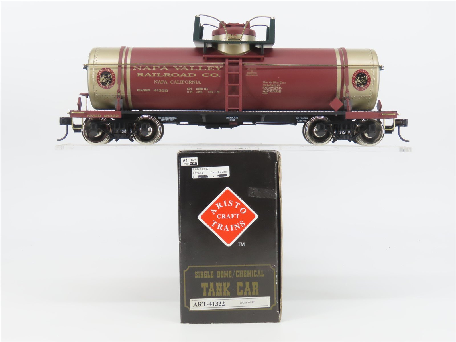 G Aristocraft ART-41332 NVRR Napa Valley Wine Single Dome Tankcar Car #41332