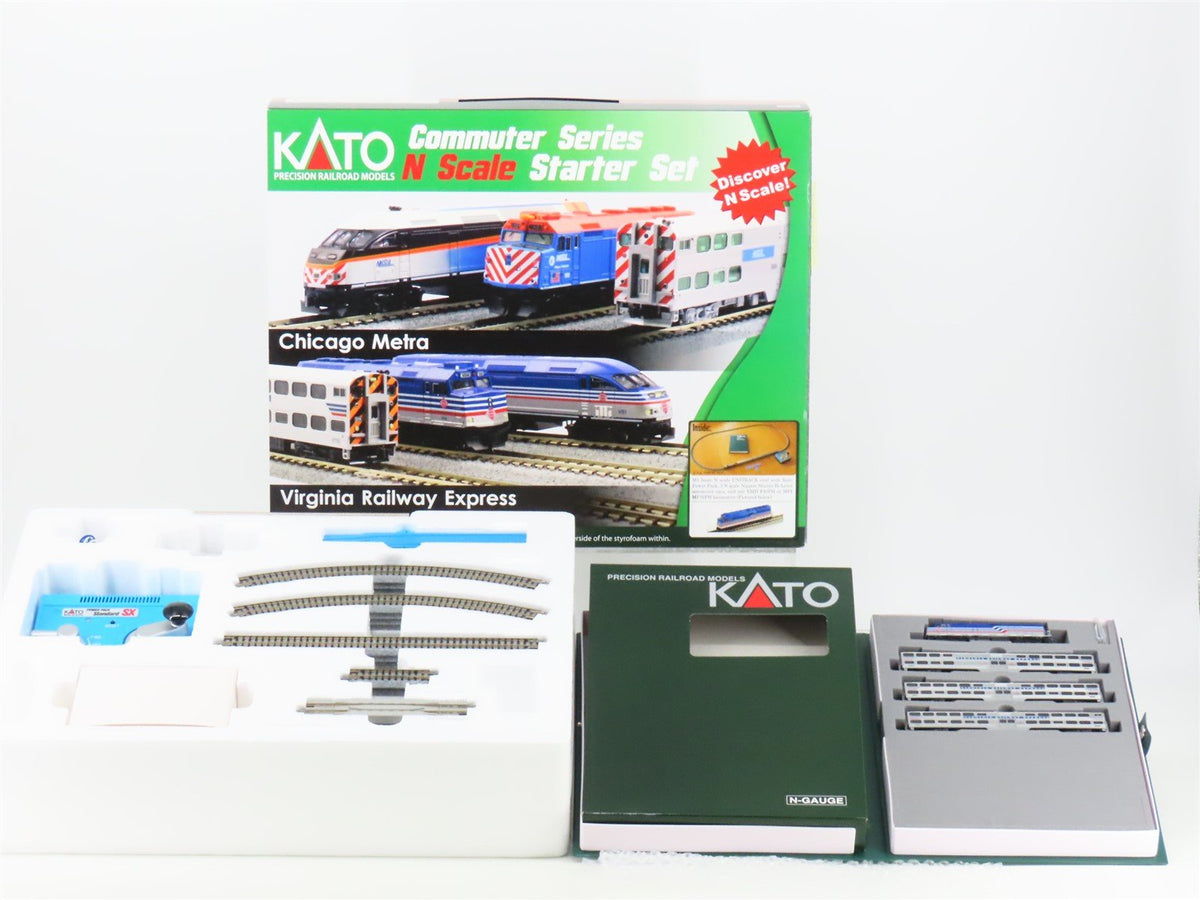 N Scale KATO 106-0034 VRE Virginia F40PH Diesel Commuter Train Starter Set