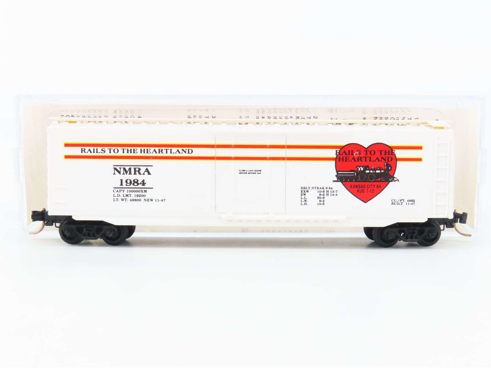 N Kadee Micro-Trains MTL Special Run NMRA Rails to the Heartland Boxcar 1984